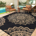 Yamaziot Outdoor Rug 8' x 10', Waterproof Reversible Plastic Straw Rug, Large Outdoor Rugs Mats RV, Picnic, Backyard, Balcony, Porch, Beach, Black Brown by Yamaziot