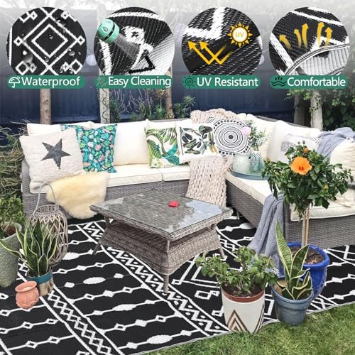 Acekool Outdoor Patio Rug Waterproof, 9x18FT Reversible Plastic Camping Mat - Image 3