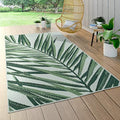 Paco Home Outdoor Rug Green Beige with Palm Leaf Pattern for Patio Terrace Flat Weave, Size: 6'7" x 9'6" by PacoHome