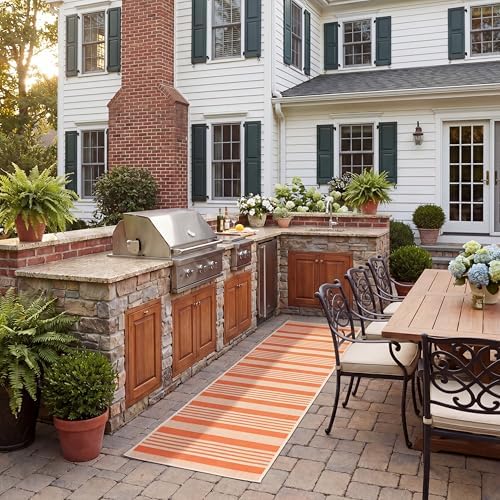 SAFAVIEH Washable Rug Outdoor Courtyard Collection - 2'3" x 22' Runner, Terracotta & Beige, Non-Shedding & Easy Cleaning, Ideal for Patio, Entryway, Mudroom, Hallway, Kitchen (CY6062-241) by Unknown