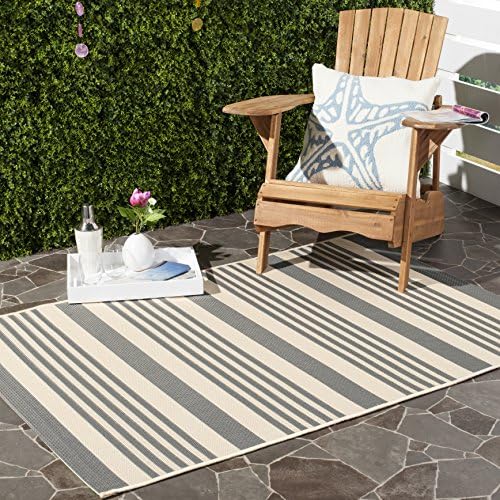 SAFAVIEH Courtyard Outdoor Area Rug 5'3"x7'7", Grey & Bone CY6062-236 by Unknown