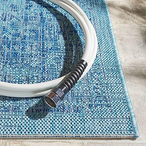 SAFAVIEH Washable Rug Outdoor Courtyard Collection - 6'7" x 9'6", Navy & Aqua Blue, Non-Shedding & Easy Cleaning, Ideal for Patio, Backyard, Mudroom (CY8720-39421) - Image 4