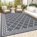 Outdoor Patio Rug 10x20 Outdoor Rug Trellis Plastic Straw Rug for Patio Reversible Mats Waterproof Camping Rug for RV Beach Deck Picnic Backyard Porch Easy Cleaning Floor Mat Grey White by Unknown