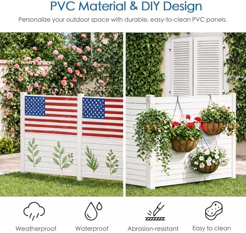 Kozyard 50" W x 48" H Outdoor Privacy Screen with Aluminum Posts, Air Conditioner Fence Panels, Pool Equipment Enclosure, Trash Can Screen Fence Kit for Outside Backyard Patio (White/2 Panels) - Image 3