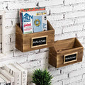 MyGift Rustic Burnt Wood Wall Mounted Mail File Magazine Holder Set of 2 by MyGiftHome