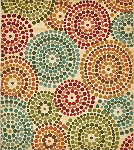 Unique Loom Outdoor Modern Collection Area Rug - Spark (10' x 12' 2" Rectangle, Beige/ Burgundy) by UniqueLoom