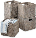 Best Choice Products 12x12in Pack of 5 Cube Storage Baskets, Water Hyacinth Multipurpose Collapsible Organizers, Handwoven Laundry Totes for Laundry, Living Room, Kids Room & Nursery - Gray by BestChoiceProducts