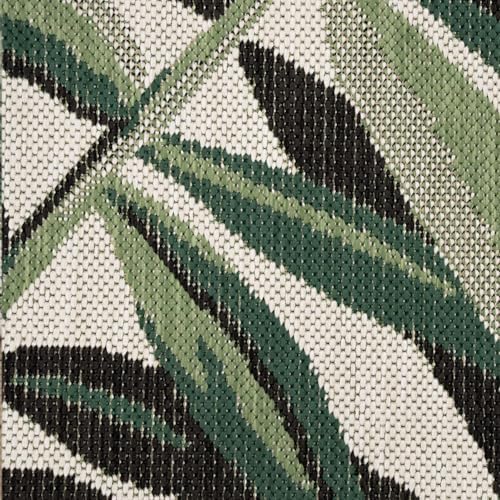 Paco Home in- & Outdoor Rug Tropical Palm Leaf Design for Patio in Green Beige, Size: 5' x 7' - Image 2