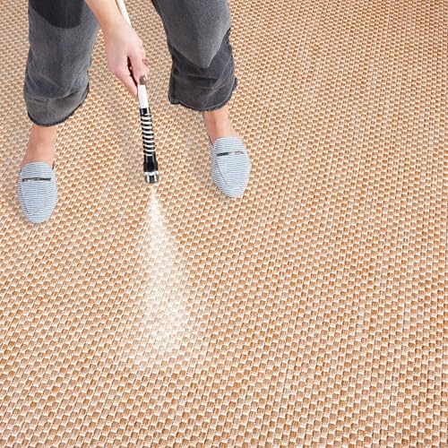SAFAVIEH Washable Rug Outdoor Courtyard Collection - 4' Square, Natural & Cream, Non-Shedding & Easy Cleaning, Ideal for Patio, Backyard, Mudroom (CY8521-03012) - Image 2