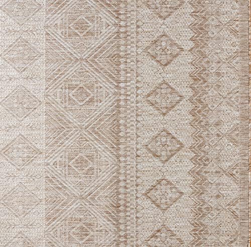 Gertmenian Indoor Outdoor Area Rug, Classic Flatweave, Moroccan Collection II, Stain & UV Resistant Carpet, Deck, Patio & Mudroom, 5x7 Standard, Vintage Brown Tan Distressed Classic Tribal, 19502 - Image 4