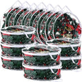 Shappy 14 Pieces Clear Christmas Wreath Storage Container 24 Inches Xmas Wreath Storage Bag Plastic Christmas Garland Container with Dual Zippers and Reinforced Handles for Xmas Seasonal (Clear) by Shappy