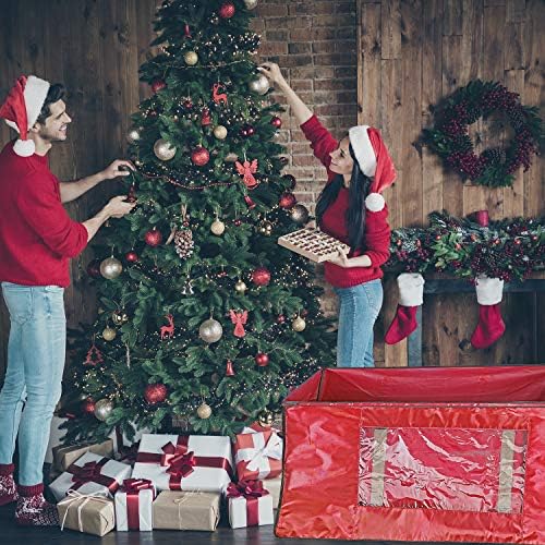 ProPik Rolling Christmas Tree Storage Bag, Fits Up to 9 Foot Tall Disassembled Trees, 25" X 25" X 60", Extra Large Heavy Duty Xmas Container with Wheels, Handles and Straps (Red) - Image 7