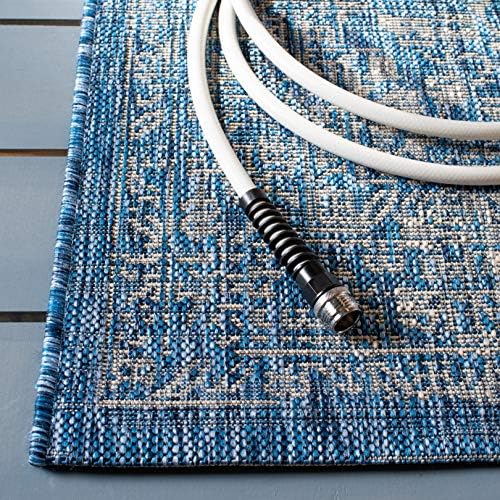 SAFAVIEH Washable Rug Outdoor Courtyard Collection - 2'3" x 8' Runner, Blue & Grey, Non-Shedding & Easy Cleaning, Ideal for Patio, Entryway, Mudroom, Hallway, Kitchen (CY8720-36812) - Image 4