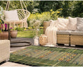 Liora Manne Marina Low Profile Durable Indoor/Outdoor Woven Rug- Tribal Stripe Green 7'10" x 9'10" by LushDecor