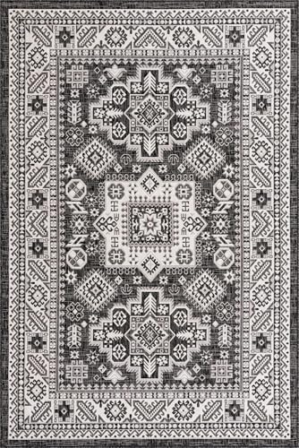 Rugs.com - Outdoor Aztec Rug – 6' 1 x 9' Charcoal Gray Indoor/Outdoor Rug Washable Stain-Resistant for Patios, Decks, and Porches - Image 3