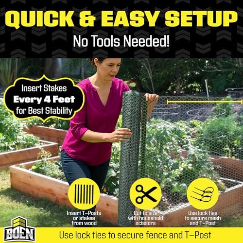 Green Plastic Chicken Wire 4'x25', Hex Poultry Netting Garden Fence Roll - Image 2