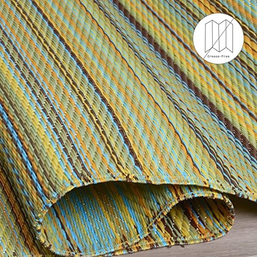 Fab Habitat Outdoor Rug - Waterproof, Fade Resistant, Crease-Free - Premium Recycled Plastic - Striped - Large Patio, Deck, Sunroom, Camping, RV - Cancun - Lemon & Apple Green - 6 x 9 ft - Image 4