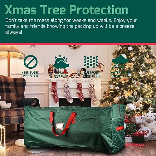 Christmas Tree Storage Bag Fits Up to 7.5 Feet Diassembled Tree, JOYCEMALL Heavy Duty Waterproof Artificial Xmas Tree Container Extra Large Moving Bag with Reinforced Handles & Dual Zipper - Green - Image 7