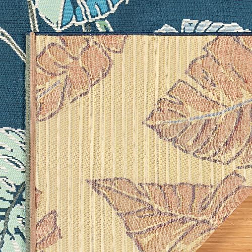 Gertmenian Premium Printed Indoor Outdoor Rugs by Reyn Spooner - 5x7 Standard, Soft, Durable, & Washable Tropical Rugs for Deck, Patio or Living Room - Monstera Leaf, Navy, 46761 - Image 4