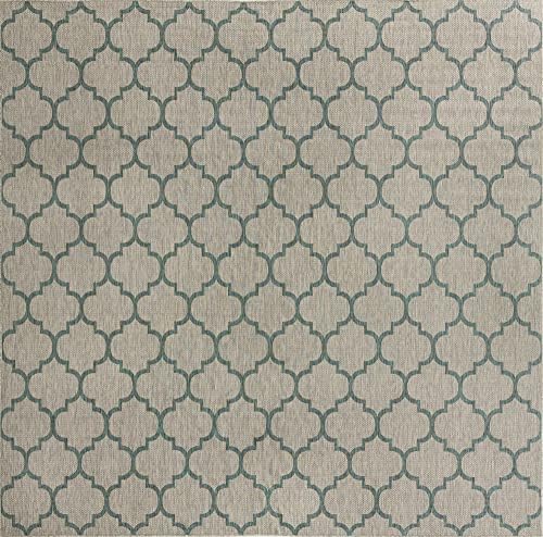 Unique Loom Outdoor Trellis Collection Area Rug - Trellis (Square 13' 0" x 13' 0", Gray/ Ivory) - Image 3