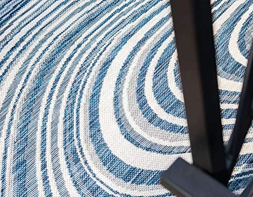 Unique Loom Outdoor Modern Collection Area Rug - Pool (4' 1" x 6' 1" Rectangle, Blue/ Ivory) - Image 5