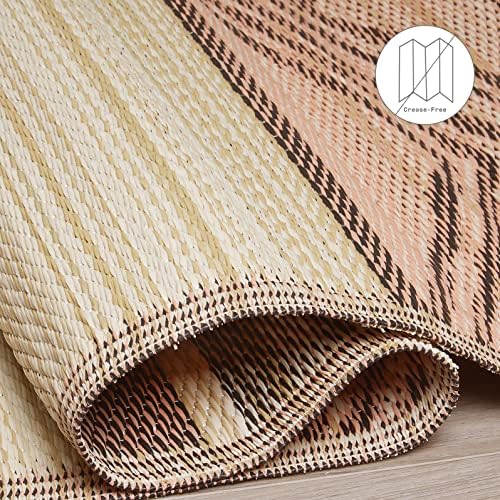 Fab Habitat Outdoor Rug - Waterproof, Fade Resistant, Crease-Free - Premium Recycled Plastic - Tribal Boho - Patio, Deck, Porch, Balcony, Laundry Room - Lagos - Sand & Coral - 4 x 6 ft - Image 6