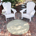 Unique Loom Outdoor Striped Collection Area Rug - Striped (4' 1" Round, Green/Ivory) by UniqueLoom