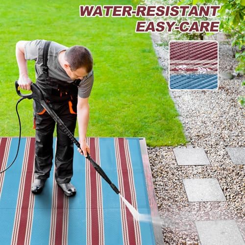 Lahome Striped Outdoor Plastic Straw Rug, 9x12 Outdoor Rug Waterproof Rug - Image 5