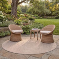 SAFAVIEH Washable Rug Outdoor Courtyard Collection - 5'3" Round, Beige & Brown, Non-Shedding & Easy Cleaning, Ideal for Patio, Backyard, Mudroom (CY8521-36312) by Unknown