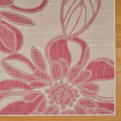 Gertmenian Indoor Outdoor Casual Area Rug - 5x7 Standard, Fade Resistant, Ideal for High Traffic in Living Room, Bedroom, Patio - Woodbury Floral, Fushia, 28809 - Image 3