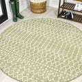 Eyely Moroccan Woven Round Rug 5 Ft Lt Green/Cream, Indoor Outdoor Rug by eyely