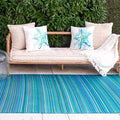 Fab Habitat Outdoor Rug - Waterproof, Fade Resistant, Crease-Free - Premium Recycled Plastic - Striped - Patio, Deck, Porch, Balcony, Laundry Room - Cancun - Turquoise & Moss Green - 4 x 6 ft by FabHabitat