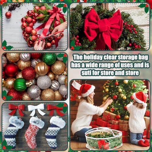 Zhengmy 15 Pcs 30 Inch Christmas Wreath Storage Bags Transparent Wreath Storage Container Bulk Wreaths Box with Dual Zippers and Handles for Xmas Holiday Wreaths Garland - Image 7