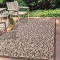 Eyely Filigree Weave Area Rug 8X10 Taupe/Espresso, Indoor Outdoor Rug by eyely