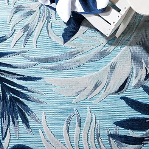 SAFAVIEH Washable Rug Outdoor Cabana Collection - 2' x 6'7" Runner, Aqua & Navy, Non-Shedding & Easy to Clean, Ideal for Patio, Backyard, Mudroom (CBN452J) - Image 4