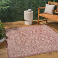 JONATHAN Y Weave Floral Indoor Outdoor Square Area Rug 4X4 Red/Taupe, Tela Bohemian Textured for Backyard, Patio, Porch, Easy-Cleaning, High Traffic, Pet-Friendly, Non-Shedding (SMB100A-4SQ) by JONATHANY