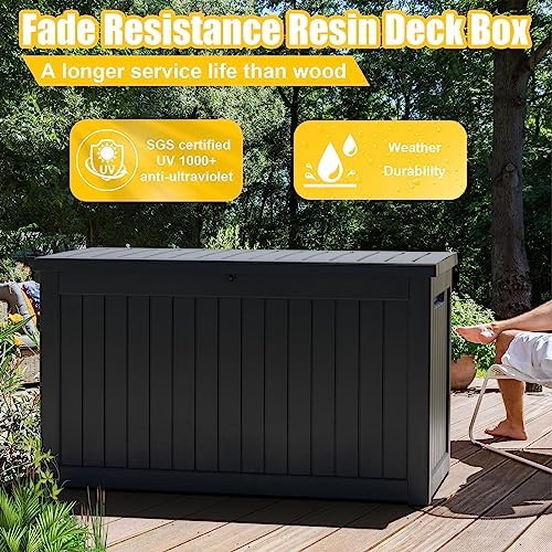 Vixzen 280 Gallon Deck Boxes Outdoor Waterproof, Lockable Storage Box for Patio Cushions Storage Furniture, Garden Tools, Pool Supplies, Weatherproof and UV Resistant (Black, 280 Gallon) - Image 4