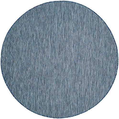 SAFAVIEH Washable Rug Outdoor Courtyard Collection - 5'3" Round, Navy & Grey, Non-Shedding & Easy Cleaning, Ideal for Patio, Backyard, Mudroom (CY8521-36821) - Image 2