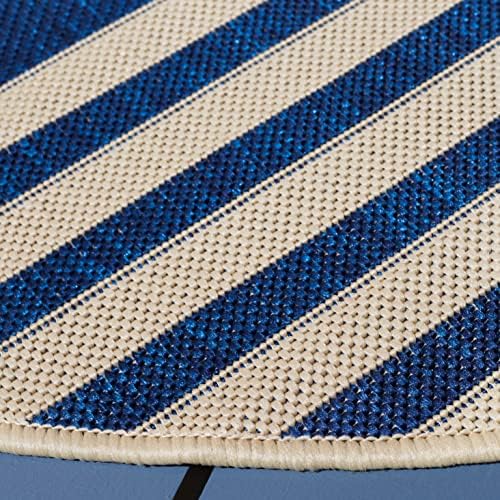 SAFAVIEH Courtyard Collection Area Rug - 4' Round, Navy & Beige, Non-Shedding & Easy Care, Indoor/Outdoor & Washable-Ideal for Patio, Backyard, Mudroom (CY6062-268) - Image 6