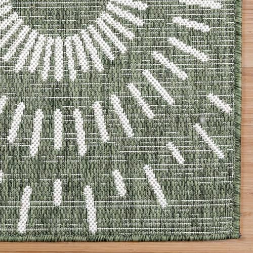 Gertmenian Indoor/Outdoor Flatweave Area Rug - 6x9 Medium, Stain & UV Resistant, Ideal for High Traffic Areas in Deck, Patio, Mudroom - Geometric, Green, 32457 - Image 4
