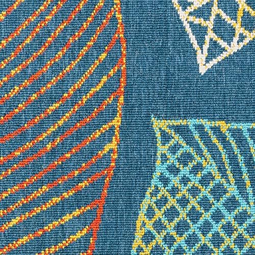 Gertmenian Premium Indoor/Outdoor Loop Area Rug - 5x7 Standard, Durable, Easy-Cleaning & Non-Shedding, Ideal for High Traffic Areas in Deck Patio or Mudroom - Leafs, Navy Blue, 19478 - Image 6