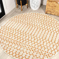 Eyely Moroccan Woven Round Rug 5 Ft Cream/Orange, Indoor Outdoor Rug by eyely