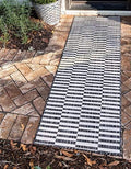 Unique Loom Outdoor Striped Collection Area Rug - Striped (2' x 6' 1" Runner, Charcoal/Ivory) by UniqueLoom