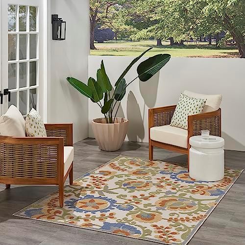 Nourison Home Aloha Ivory Blue 3'6" x 5'6" Area Rug - Easy Clean, Non Shedding, Bed Room, Living Room, Dining Room, Kitchen (4' x 6') - Image 3