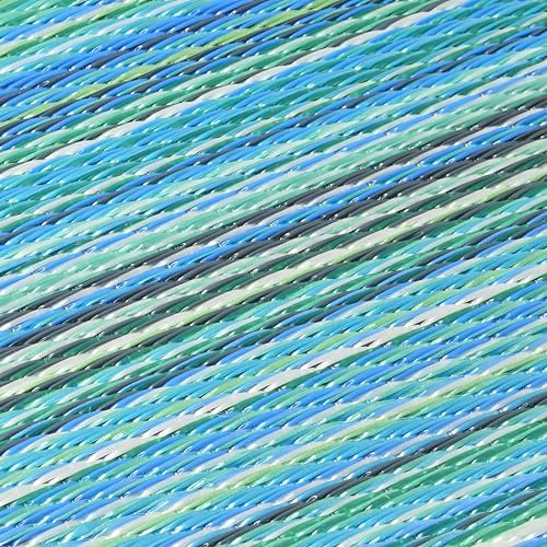 Fab Habitat Striped Non Slip Doormat - Durable, Thin - Recycled Plastic - Entryway, Front Door, Porch, Patio - Cancun Turquoise/Moss Green (24" x 36" Non-Slip) - Image 5
