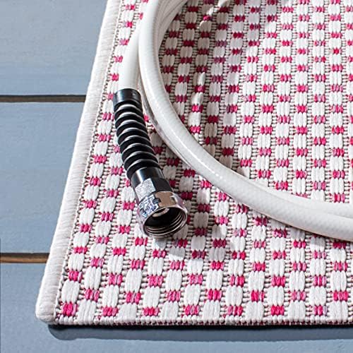 SAFAVIEH Washable Rug Outdoor Courtyard Collection - 6'7" Square, Ivory & Pink, Non-Shedding & Easy Cleaning, Ideal for Patio, Backyard, Mudroom (CY8521-53812) - Image 4