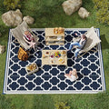 Outsunny 9' x 12' Reversible Outdoor Rug, Blue & White by Outsunny