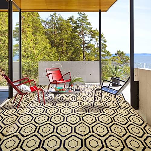 fifame 9x18 Outdoor Rug, Plastic Woven Patio Mat, Waterproof RV Camping Rug - Image 7
