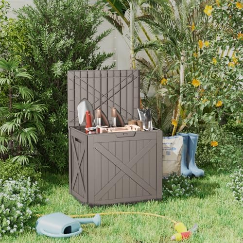 Vixzen 32 Gallon Deck Boxes Outdoor Waterproof, Lockable Outside Storage Box for Patio Cushions, Garden Tools, Pool Supplies (Grey, 32 Gallon) - Image 3