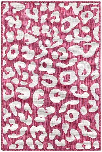 Unique Loom Outdoor Safari Collection Area Rug - Leopard (2' 2" x 3' 1" Rectangle, Magenta/ Ivory) - Image 3